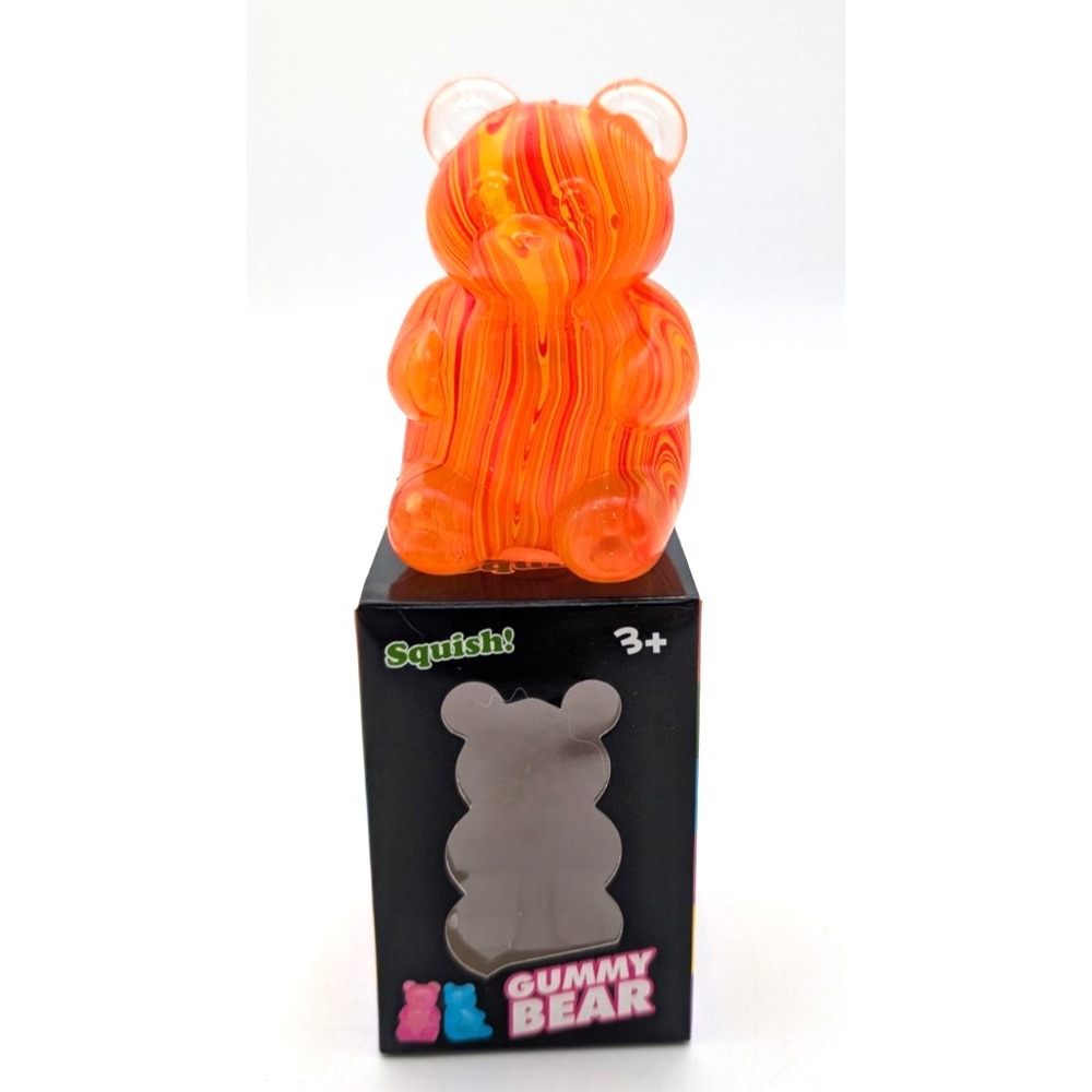 Yellow & orange marble mini Gummy Bear Tactile firm Squeeze sensory Toy Squishy